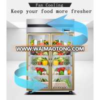 2019  new style double  layer glass door upright kitchen commercial display refrigerator with factory price